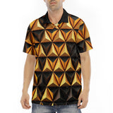 Men's Polo Shirt Gold and Black Geometric Triangles