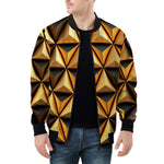 Bomber Jacket Gold and Black Geometric Triangles