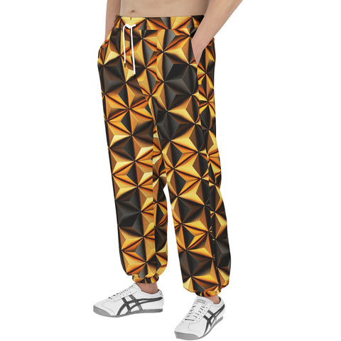 Men's Sweatpants Gold and Black Geometric Triangles