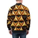 Bomber Jacket Gold and Black Geometric Triangles