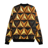 Bomber Jacket Gold and Black Geometric Triangles