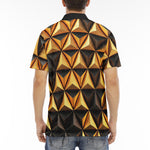 Men's Polo Shirt Gold and Black Geometric Triangles