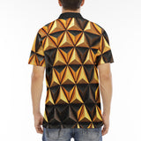 Men's Polo Shirt Gold and Black Geometric Triangles