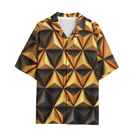 Hawaiian Shirt Gold and Black Geometric Triangles