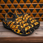 Classic Clogs Gold and Black Geometric Triangles