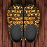 Classic Clogs Gold and Black Geometric Triangles