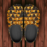 Classic Clogs Gold and Black Geometric Triangles