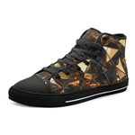 High-Top Canvas Shoes Shiny Black and Gold Abstract