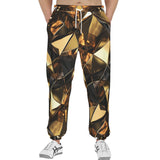 Men's Sweatpants Shiny Black and Gold Abstract