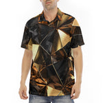 Men's Polo Shirt Shiny Black and Gold Abstract