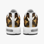 Air Cushion Sneakers Shiny Black and Gold Abstract