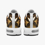 Air Cushion Sneakers Shiny Black and Gold Abstract
