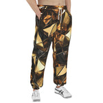 Men's Sweatpants Shiny Black and Gold Abstract