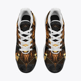 Air Cushion Sneakers Shiny Black and Gold Abstract