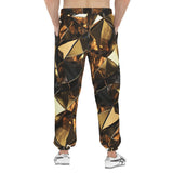 Men's Sweatpants Shiny Black and Gold Abstract