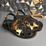 Classic Clogs Shiny Black and Gold Abstract