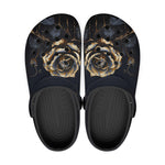 Classic Clogs Gothic Black Rose with Gold Drips