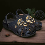 Classic Clogs Gothic Black Rose with Gold Drips