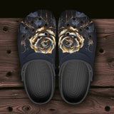 Classic Clogs Gothic Black Rose with Gold Drips