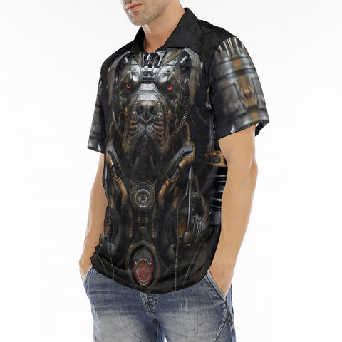 Men's Polo Shirt Robotic Steampunk Dog