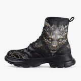 Casual Leather Chunky Boots  Surreal Dragon Art