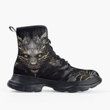 Casual Leather Chunky Boots  Surreal Dragon Art