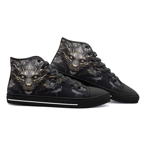 High-Top Canvas Shoes Surreal Dragon Art