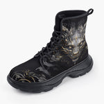 Casual Leather Chunky Boots  Surreal Dragon Art