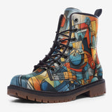 Leather Boots Watercolor Cubism Abstraction