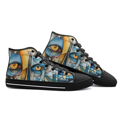 High-Top Canvas Shoes Cubism Face Art Abstraction