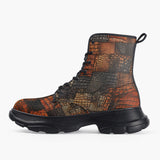 Casual Leather Chunky Boots Alligator Patchwork Art Print