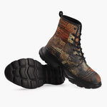 Casual Leather Chunky Boots Alligator Patchwork Art Print