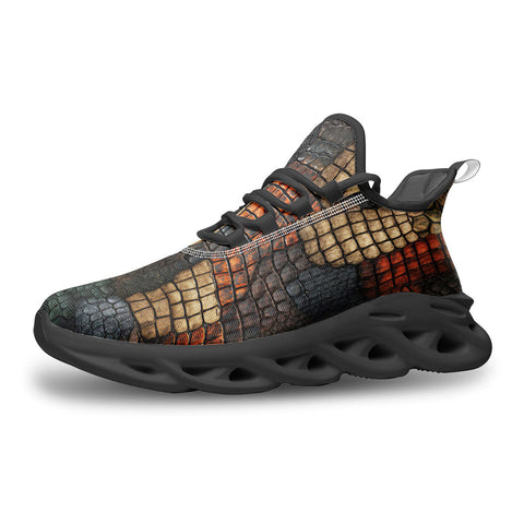 Sports Sneakers Reptile Scales Patchwork Print