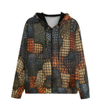 Men's Zip Up Hoodie Reptile Scales Patchwork Print