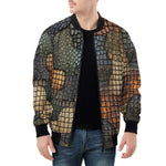Bomber Jacket Reptile Scales Patchwork Print