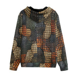 Men's Zip Up Hoodie Reptile Scales Patchwork Print