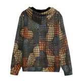 Men's Zip Up Hoodie Reptile Scales Patchwork Print