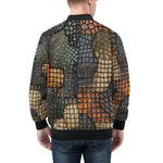 Bomber Jacket Reptile Scales Patchwork Print