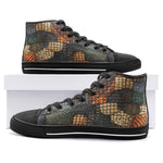 High-Top Canvas Shoes Reptile Scales Patchwork Print