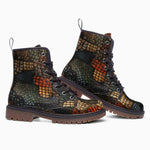 Leather Boots Reptile Scales Patchwork Print