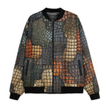 Bomber Jacket Reptile Scales Patchwork Print