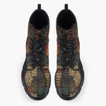 Casual Leather Chunky Boots Reptile Scales Patchwork Print