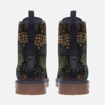 Leather Boots Reptile Scales Patchwork Print