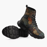 Casual Leather Chunky Boots Reptile Scales Patchwork Print