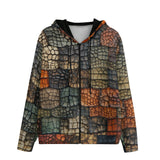 Men's Zip Up Hoodie Crocodile Patchwork Print