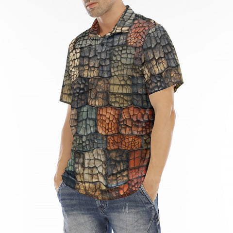 Men's Polo Shirt Crocodile Patchwork Print