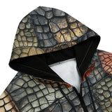 Men's Zip Up Hoodie Crocodile Patchwork Print