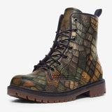 Leather Boots Alligator Texture Print