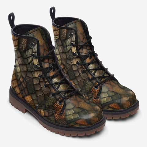 Leather Boots Alligator Texture Print