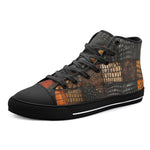 High-Top Canvas Shoes Alligator Patchwork Print